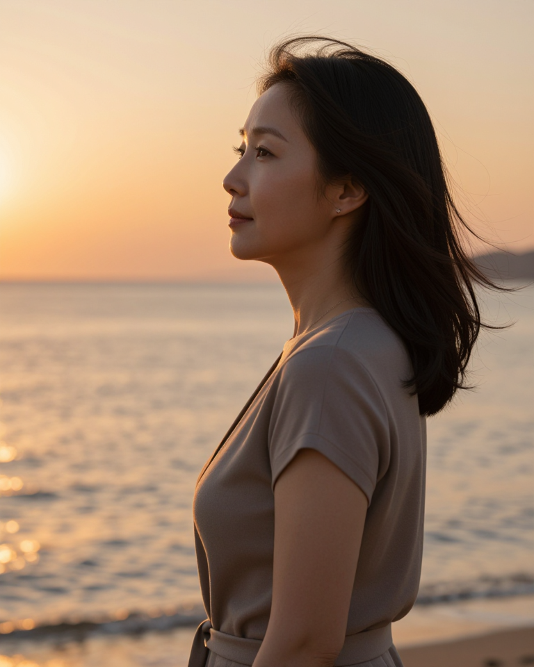 노을 아래의 휴식